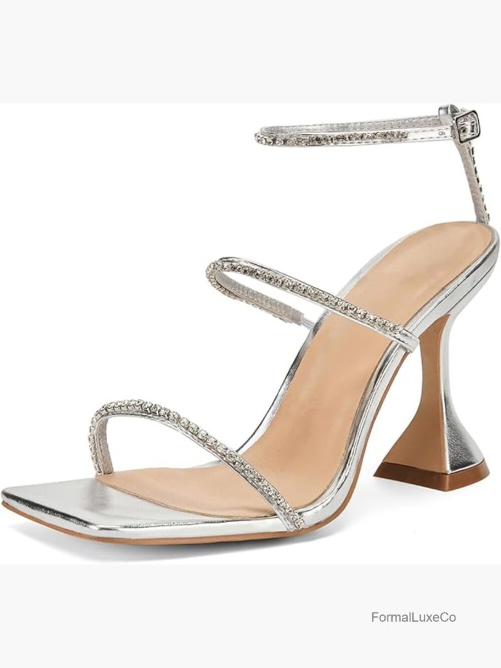 Rhinestone Lace Up Square Open Toe Stiletto Heels Party Prom Wedding Shoes